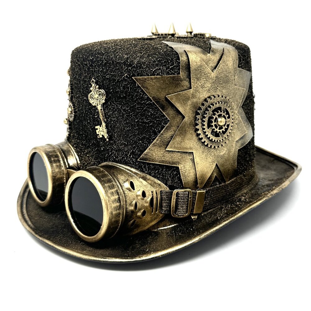 Steampunk Top Hat Metallic Scientist Time Traveler Halloween Costume Cosplay Hat